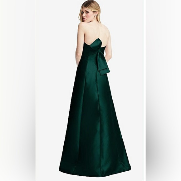 Alfred Sung D842  Strapless Green Satin Evening Gown, Size 8 - Picture 1 of 13